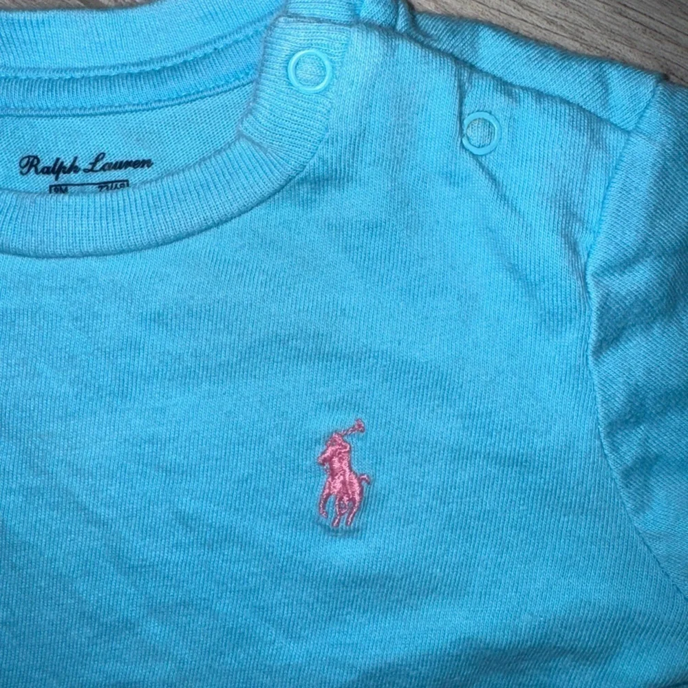 Polo Ralph Lauren Light Blue Kids Tee with Pink Logo